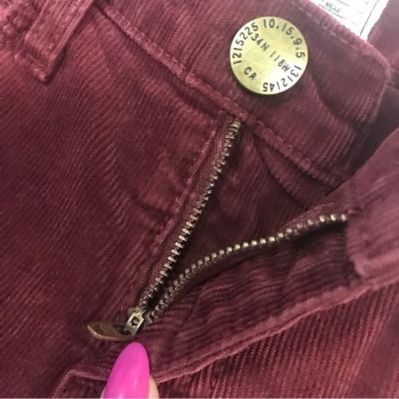 Current/Elliott The Stiletto Burgundy Skinny Corduroy Pants Size 25 NWT - Picture 6 of 11